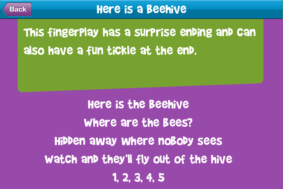 Mulberry FingerPlays for iPhone - Educational App